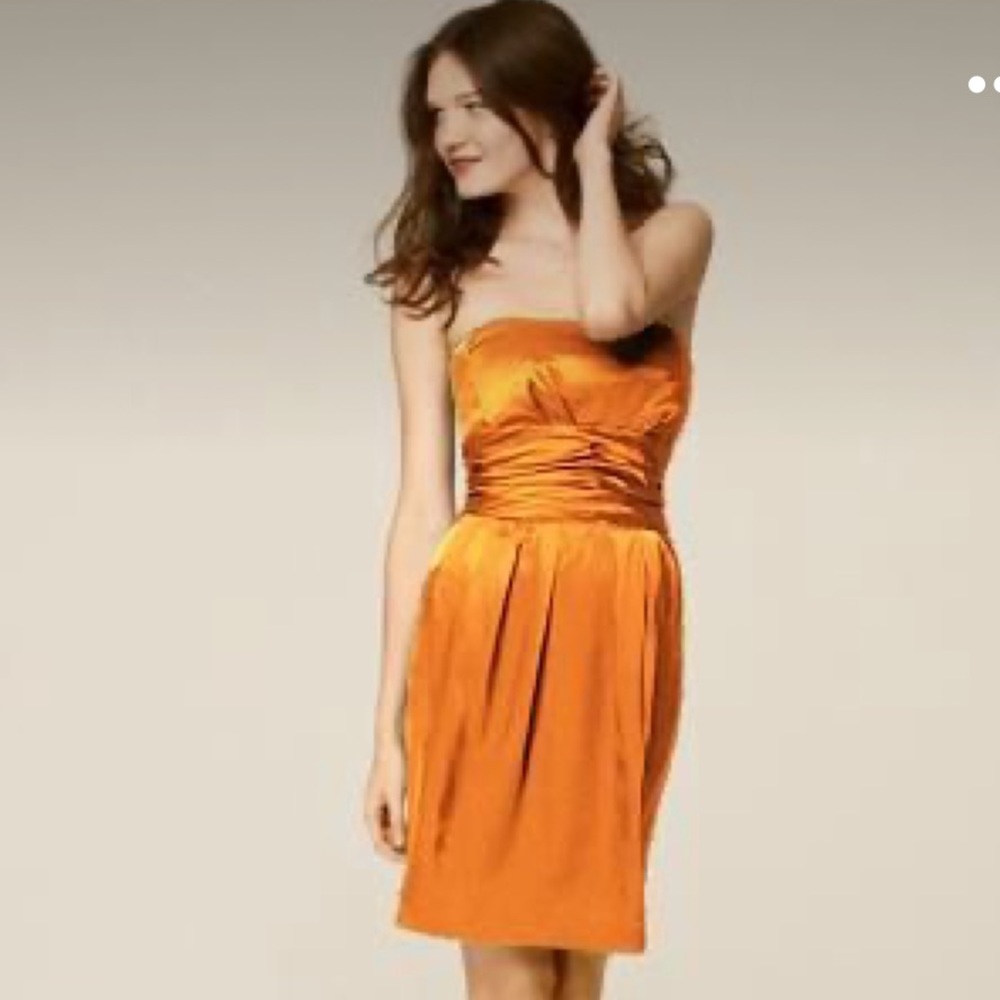 Short Charmeuse Dress w/Ruched Waist & Pockets